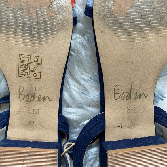 Boden  Zoe Navy Suede Striped Heeled Sandals
Boden size 38. In good condition - Picture 6 of 16